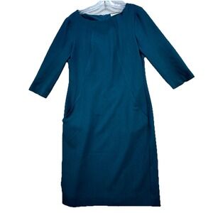 M.M. LaFleur Sheath Dress Women's Size 6 Teal Green Pockets Executive Chic